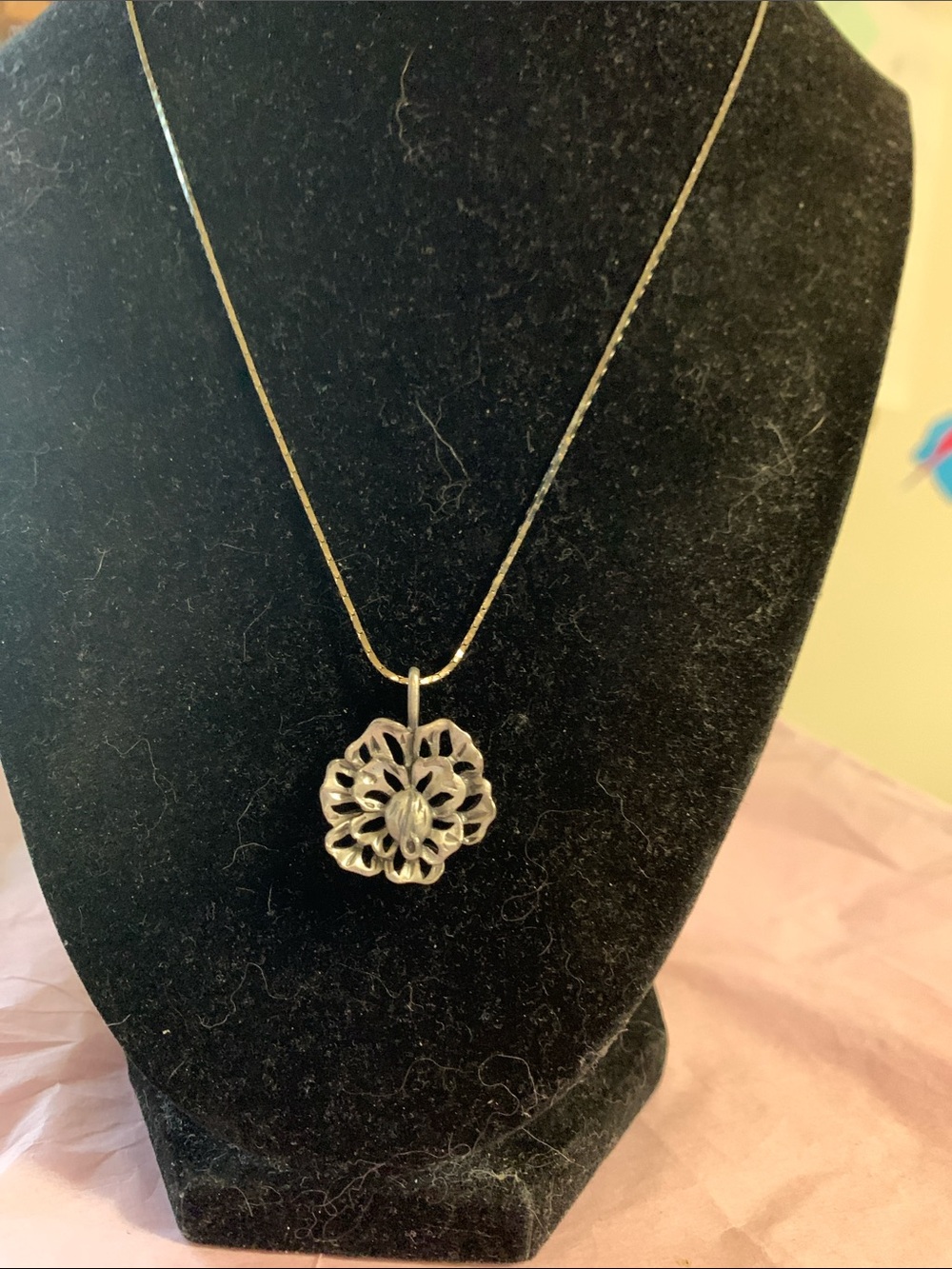 Silver-Tone Floral Cutout Pendant Necklace - Women